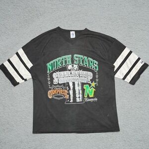 Vintage 90s Logo 7 Minnesota North Stars NHL Hockey Tee Shirt Mens XL Black
